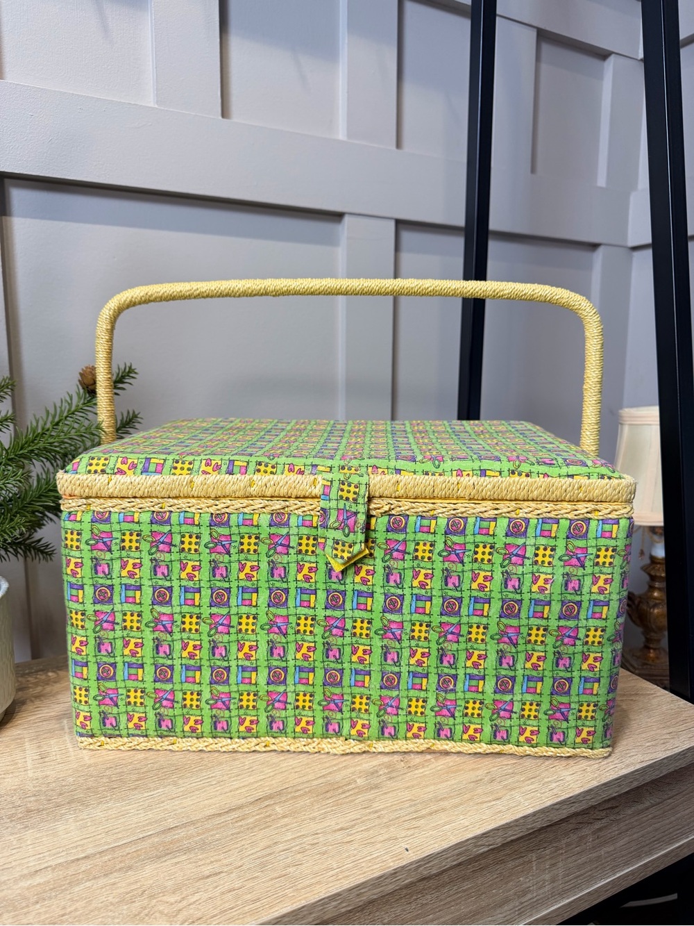 Sewing Basket Rectangular Sewing Basket Vollstoff Wood/Fabric